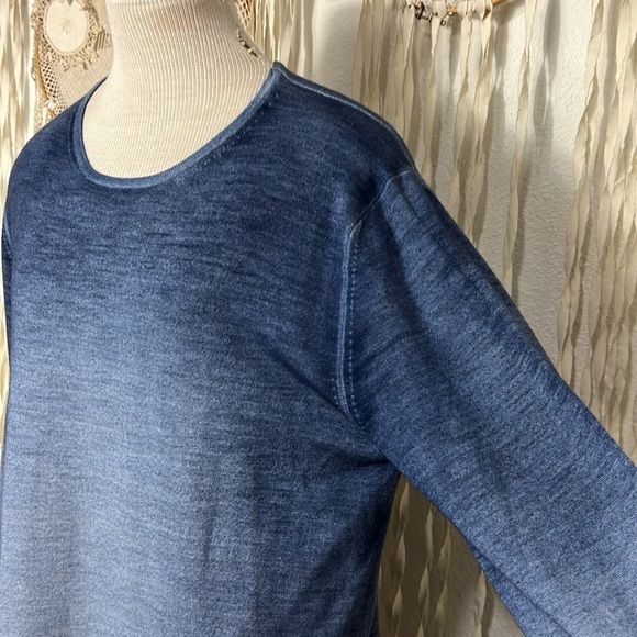 Dune Made in Italy NWT Blue Ombre Merino Wool Crewneck Sweater M/L - Picture 4 of 12